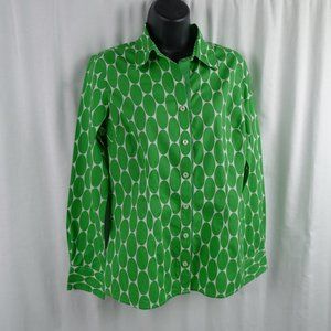 Boden Green & White Long Sleeve Button Down Blouse